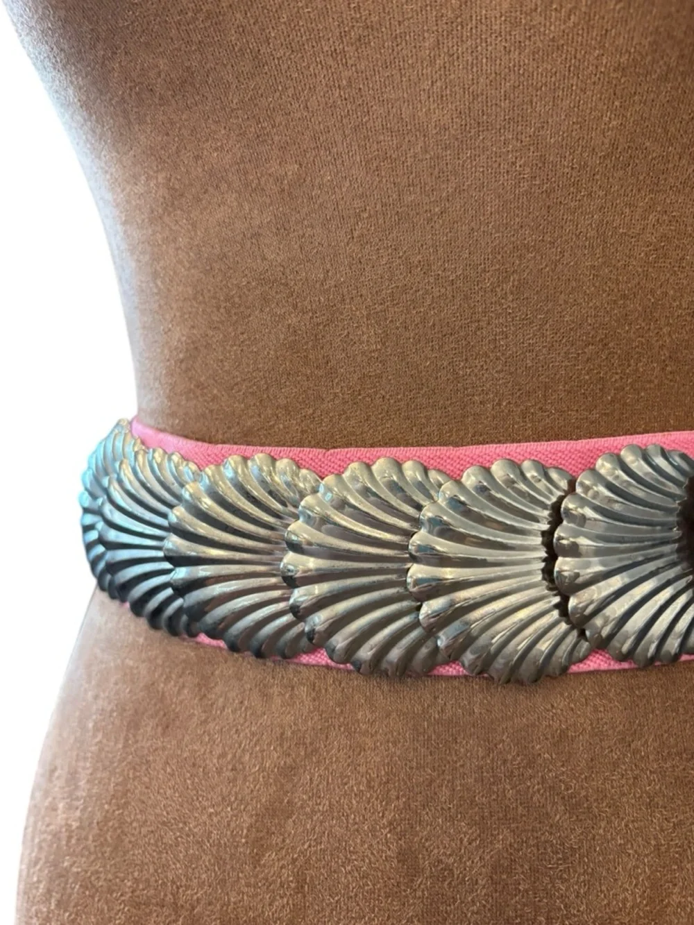 Silver-Tone Shell Waist Belt Fish Scale 25-29” Stretch‎ Mermaidcore Festival